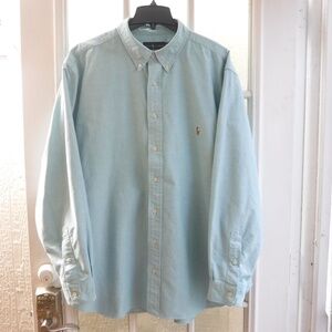 Ralph Lauren Multi-Color Pony Logo on Pastel Blue Button Down Shirt